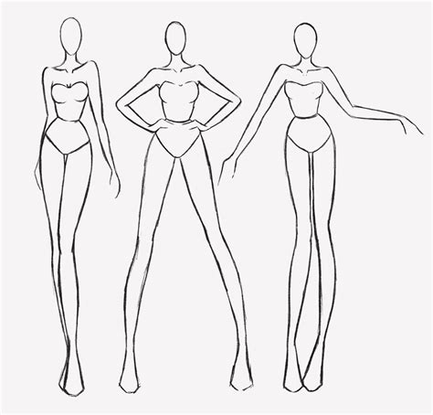 Fashion Design Sketch And Swatch Printable Template Female Figure