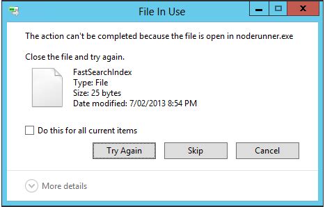 Action Can T Be Completed Because The File Is Open In Noderunner Exe