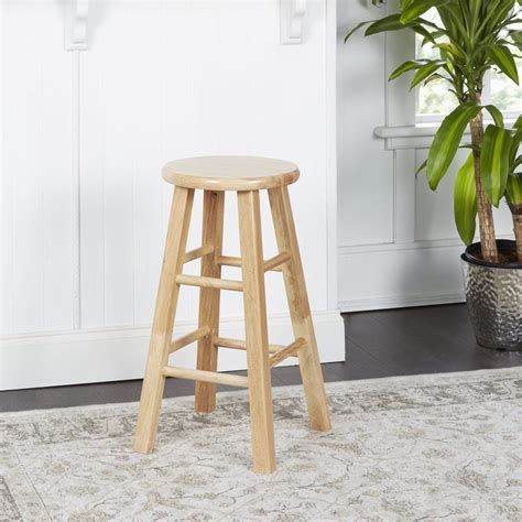 Mainstays Fully Assembled 24 Natural Wood Backless Bar Stool Walmart