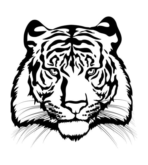 Tiger Head Silhouette Of A Tiger Head Isolated On White Background