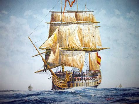 Navio San Rafael Barcos Antiguos Armada Española Pintura Marina