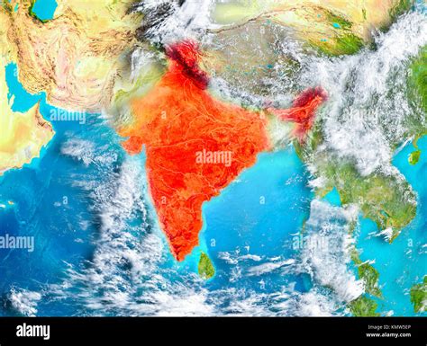 India Highlighted In Red On Planet Earth 3d Illustration Elements Of