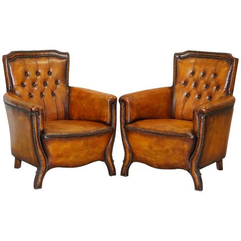 Chesterfield fabric queen anne chairs. Pair Of Chesterfield Armchairs - Fully Restored Club ...