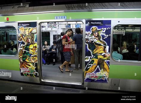 september 6 2013 tokyo japan the jojo train promotes the new ps3 s fighting game jojo s