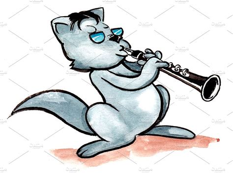 Clarinet Cat Illustrations ~ Creative Market
