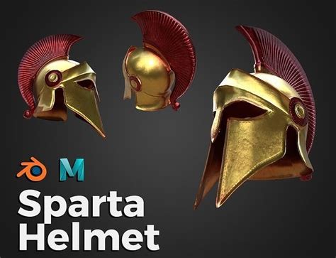 3d Model Sparta Helmet Vr Ar Low Poly Cgtrader