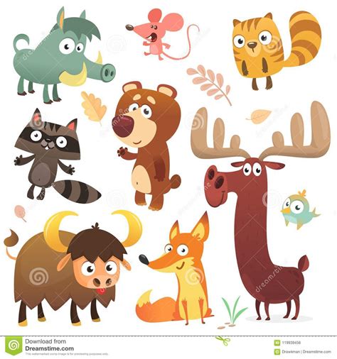 Cartoon Forest Animal Characters Wild Cartoon Cute
