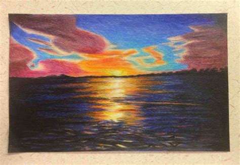 Jl Dunlows Sunset Drawing Colored Pencil Sunset Drawing A Drawing