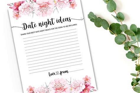 Stunning Date Night Game Cards Pretty Pink Floral Printables