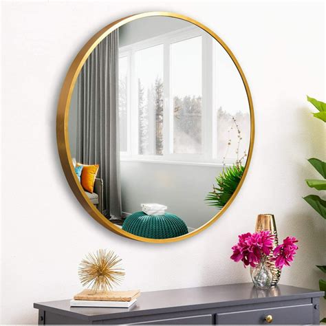 Neutype 28 Gold Round Wall Mirror Modern Aluminum Alloy Frame Accent