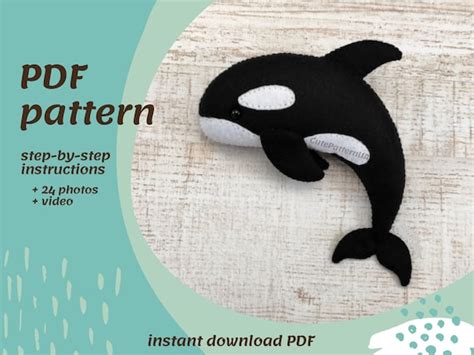 Orca Sewing Pattern Felt Killer Whale Soft Toy Pattern Pdf Etsy