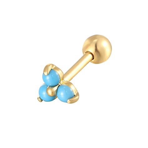 9ct Gold Turquoise Trio Stud Earring Tiny Gold Stud Etsy