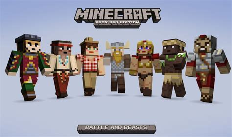 Minecraft Xbox 360 Edition Battle And Beasts Skin Pack Adds 45