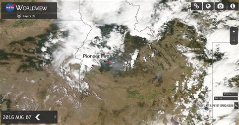 Idaho Smoke Information Satellite Image Of Pioneer Fire August 7 2016