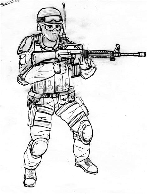 Army Man With Gun Coloring Pages