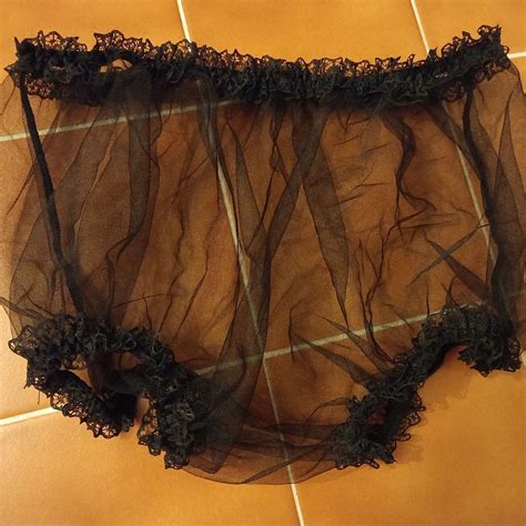 frilly flimsy sheer nylon see through panties knickers briefs ebay