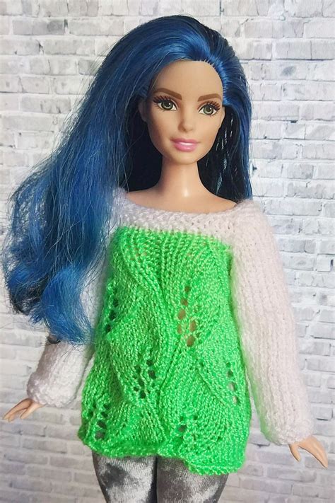 Doll Knitted Sweater Curvy Barbie Clothes Pullover Made To Etsy