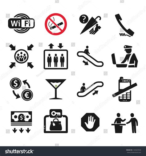 Public Places Information Signs Icons Set Stock Vector 144323530