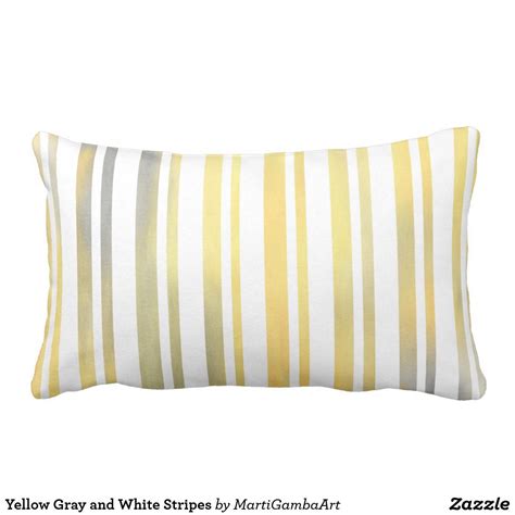 Yellow Gray And White Stripes Lumbar Pillow Lumbar