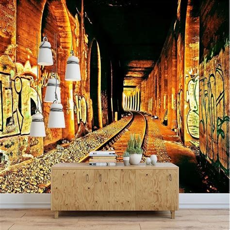 3dbeibehang Large Custom Wallpapers Mural Train Tunnels Vintage Irons