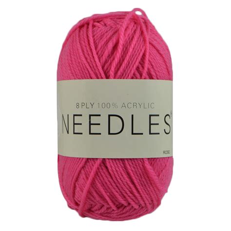 Needles Acrylic Knitting Yarn 8 Ply 100g Ball Rose Pink