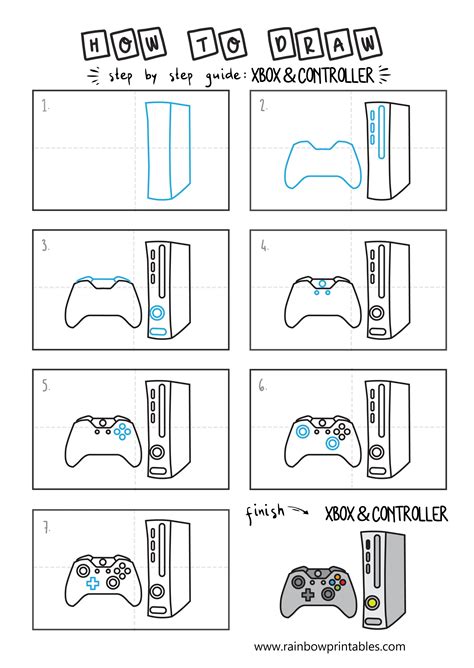 How To Draw An Xbox Video Game Console Rainbow Printables