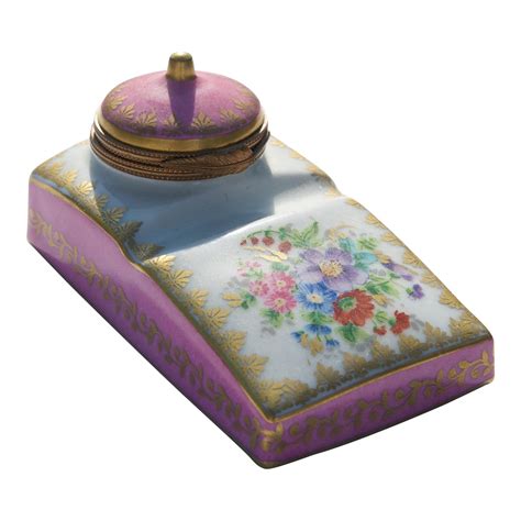 Late 19th Century Hand Painted Porcelain Inkwell By Limoges Chairish