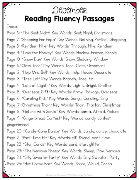 December Reading Fluency Passages Made By Teachers