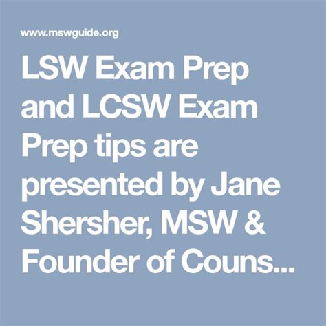 Lsw Exam Prep And Lcsw Exam Prep Tips Are Presented By Jane Shersher
