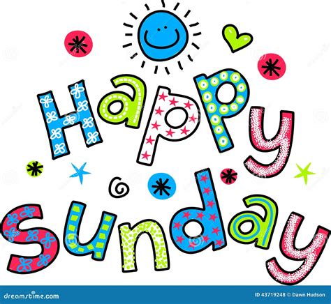 Happy Sunday Cartoon Text Clipart Stock Illustration Illustration Of