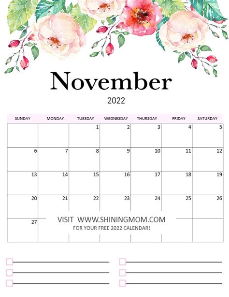 Free Printable Calendar 2022 Pdf In Gorgeous Florals
