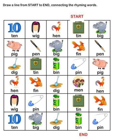 Pictures Words That Rhyme Worksheet For Kinder Yahoo Search Results