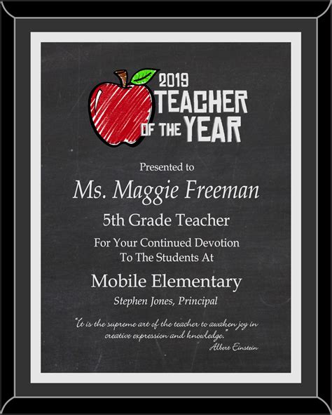 Teacher Of The Year Plaque Full Color Trophy Shop Mobile