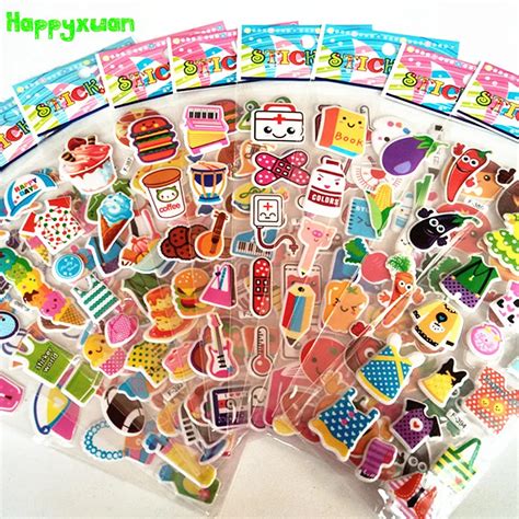 Happyxuan 12 Sheets Cute Kids Puffy Stickers For Girls Cartoon Clothes