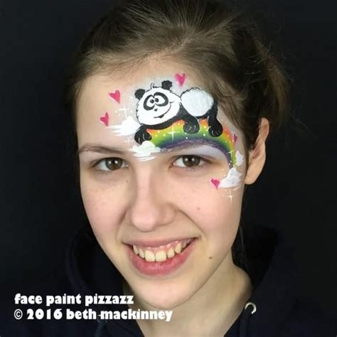 Tutorial Cartoon Panda With Rainbow And Hearts Face Painting Designs