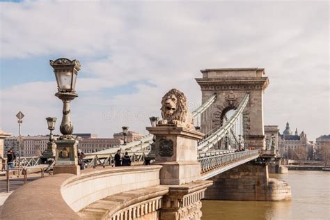 The Szechenyi Chain Bridge On The River Danube In Budapest Hungary