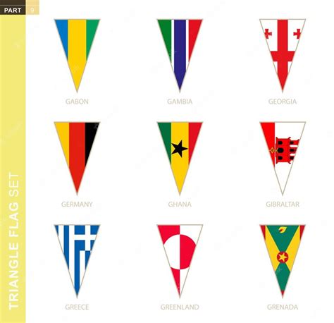 Premium Vector Triangle Flag Set Stylized Country Flags