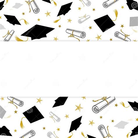 Graduation Greeting Banner With Student Caps And Diplomas Stock Vector