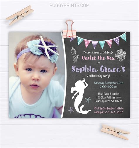 This Editable And Printable 5x7 Mermaid Invitation Is Perfect For A
