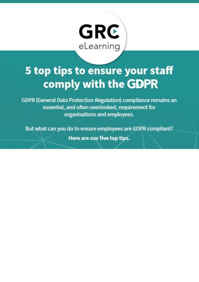 Free Infographic Top Tips To Ensure Your Staff Comply With The Gdpr
