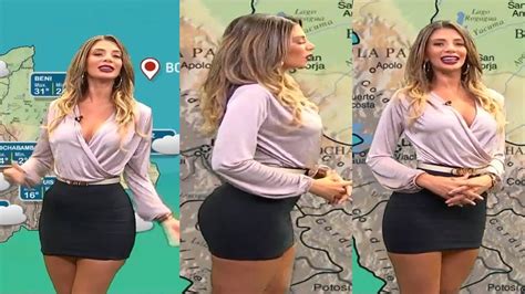 😍🍑🌈 Anabel Angus 2020 Hermosa 💋 En Sexy Mini Falda Y Blusa Escotada Chica Del Clima Youtube