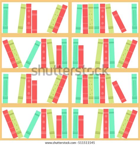 Seamless Pattern Books On Bookshelves Flat Stock Vector Royalty Free