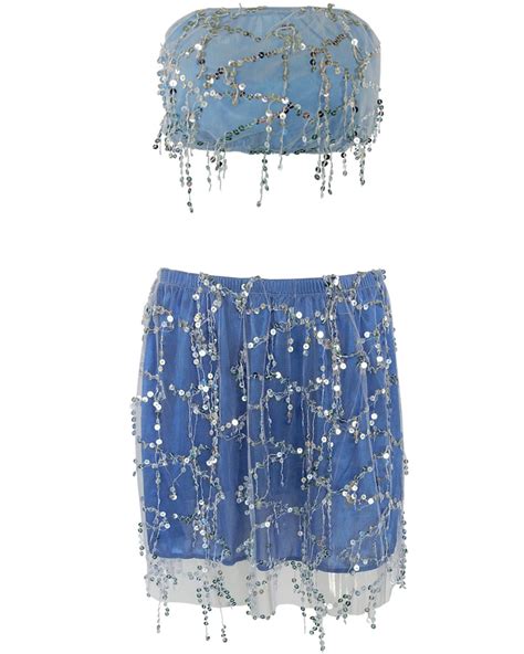 2020 Two Piece Dress Set Sequin Pride Festival Two Piece Outfit Rave