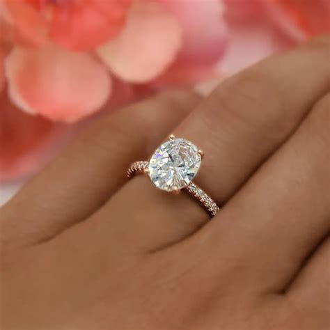buy oval clear cubic zircon rings women engagement wedding band silver rose