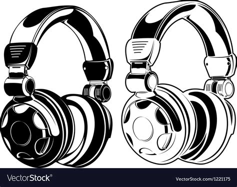 Headphones One Color Drawings Royalty Free Vector Image