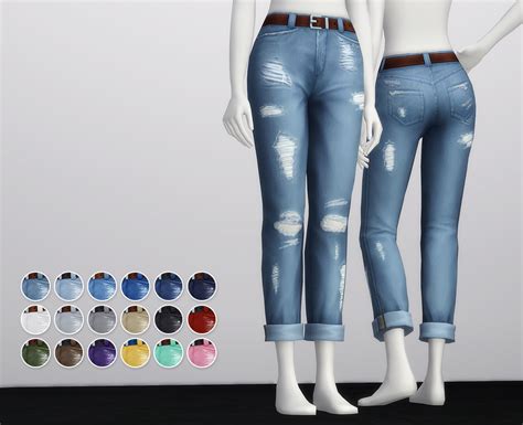 Sims 4 Ccs The Best Cropped Roll Up Jeans F By Rusty Sims