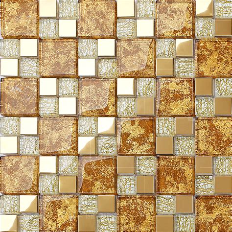 Crystal Glass Mosaic Plated Tiles Art Design Wall Tile Hall Backsplashes Stainless Steel Klgtj02