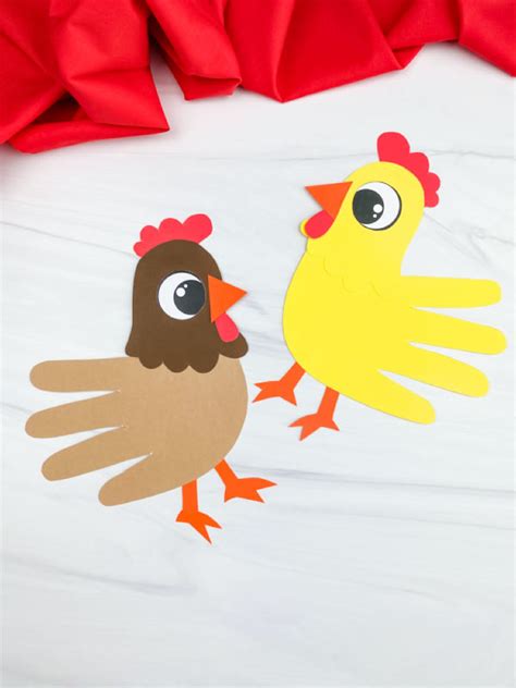 Handprint Chicken Craft For Kids Free Template