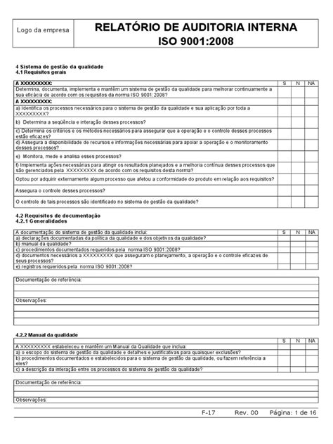 Check List Para Auditoria Interna Iso 9001 Auditoria Interna