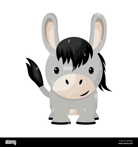 Cartoon Cute Little Baby Donkey Vector Illustration Stock Vector Image